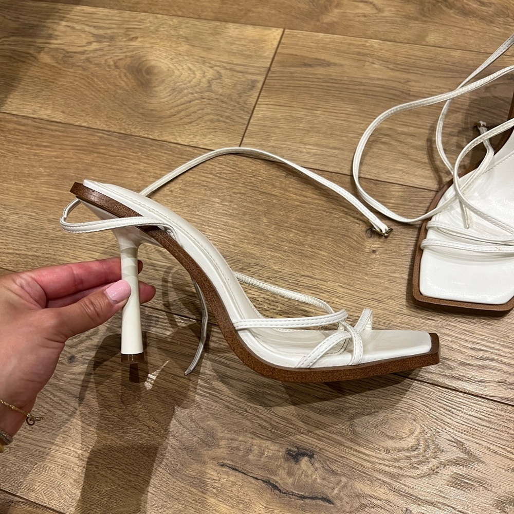 Zara white lace up heels
